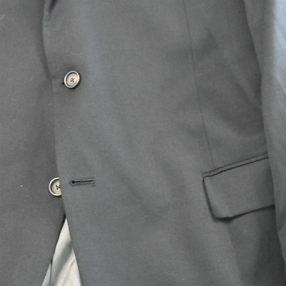 Hart‎ Shaffner Marx 48L Black Wool USA Made Mens Blazer Suit Jacket Sport Coat